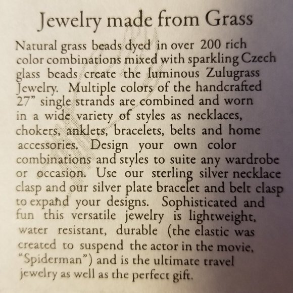 NWOT ZULUGRASS NECKLACE THE LEAKEY COLLECTION - Picture 8 of 9